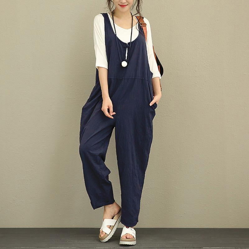 Navy casual loose jumpsuit for women