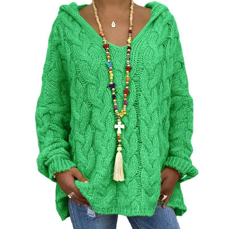 Pull ample à capuche et manches longues pour femme
