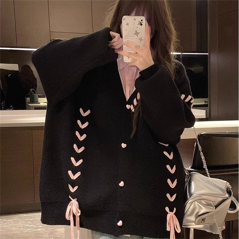 Lockere, lässige Strickjacke für Damen zum Binden