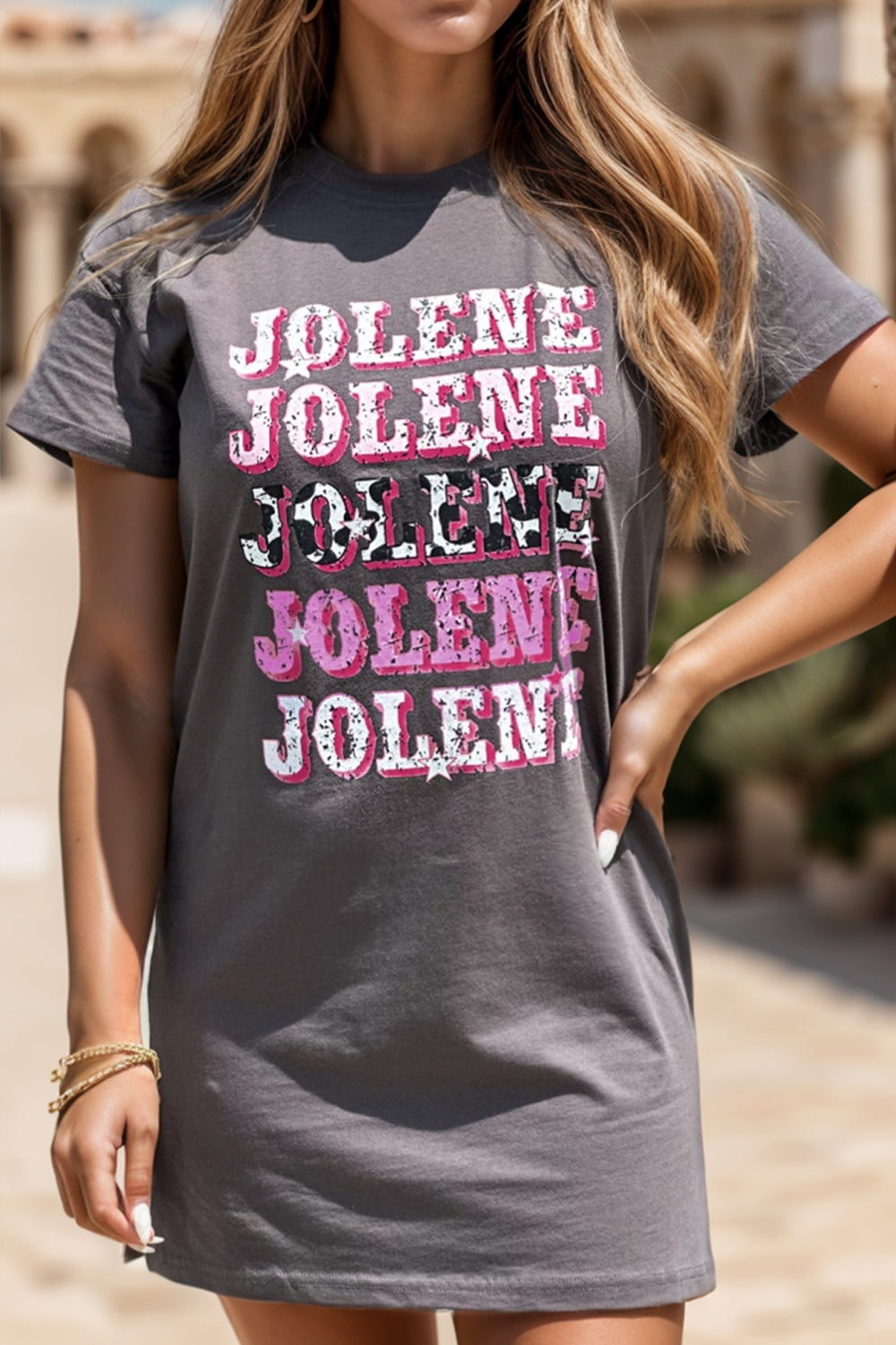 JOLENE round neck short sleeve t-shirt front view