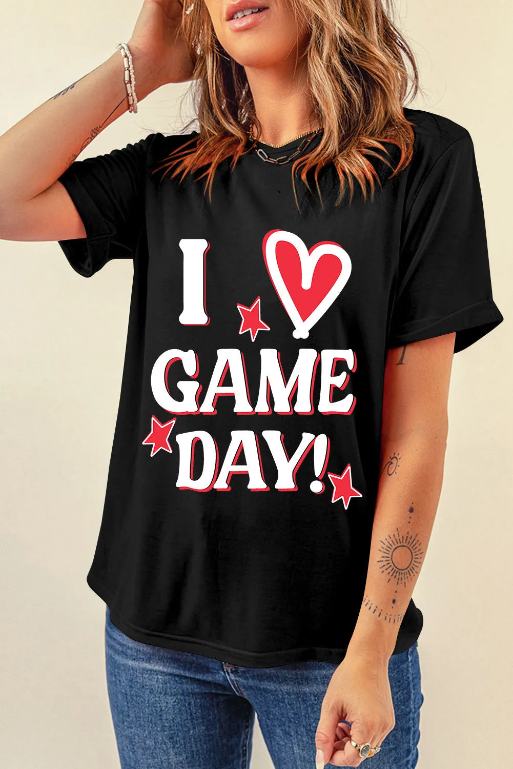 T-Shirt mit Rundhalsausschnitt und Buchstaben Grafik