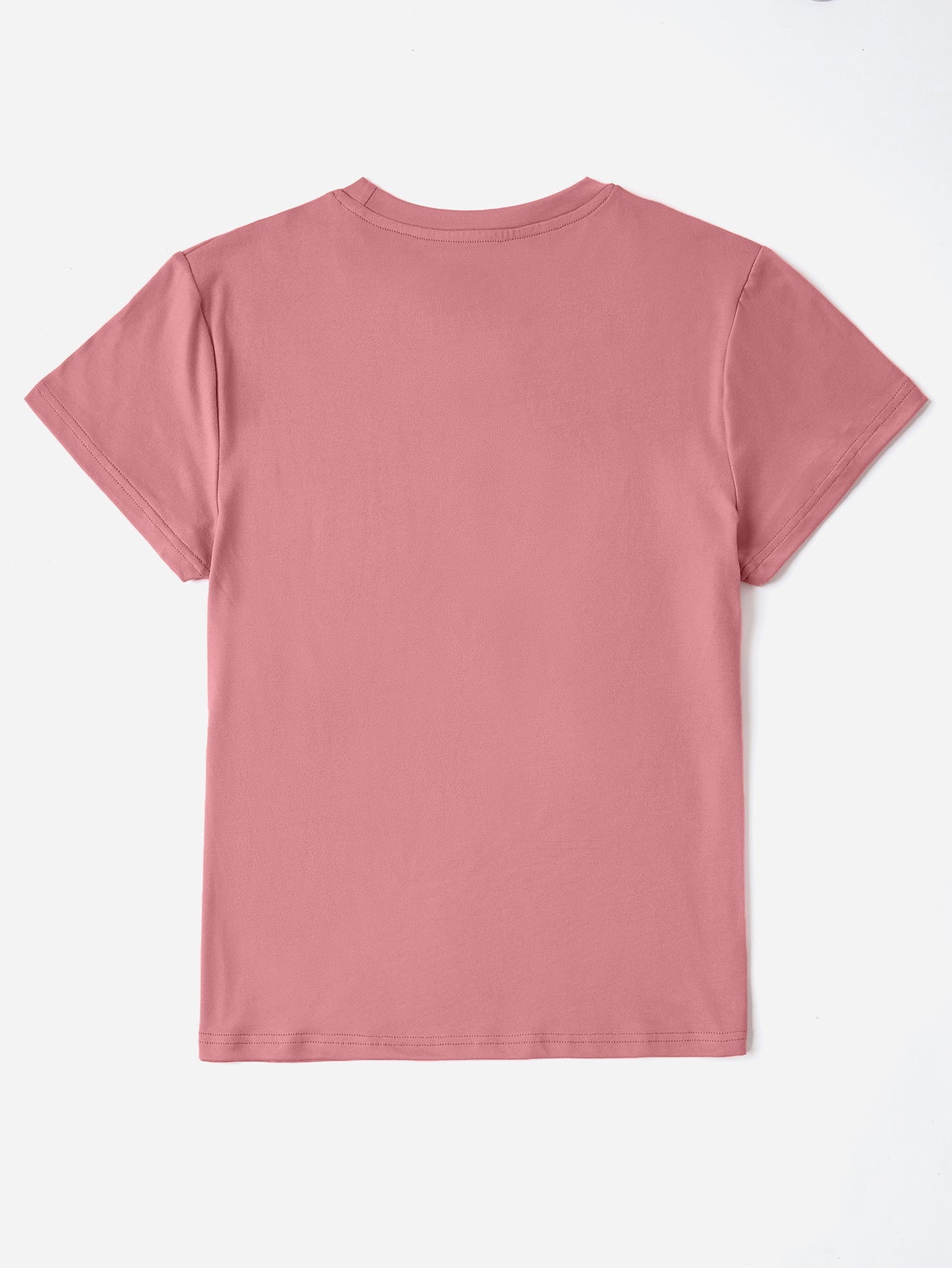 Back view of mauve round neck short sleeve t-shirt