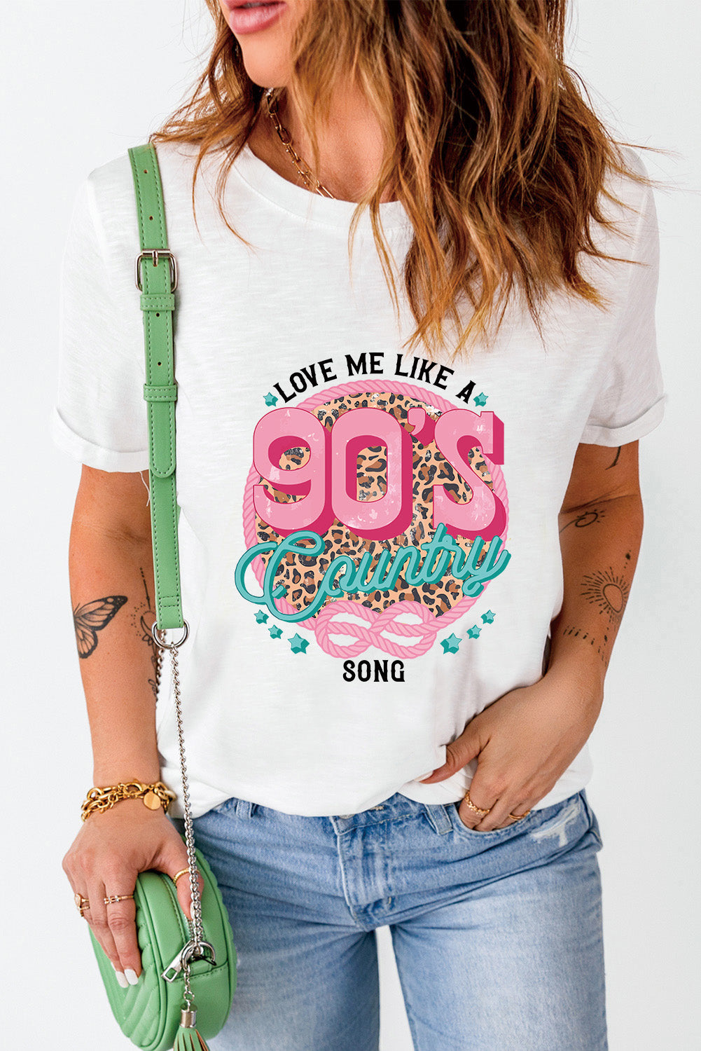 Round neck T-shirt featuring &