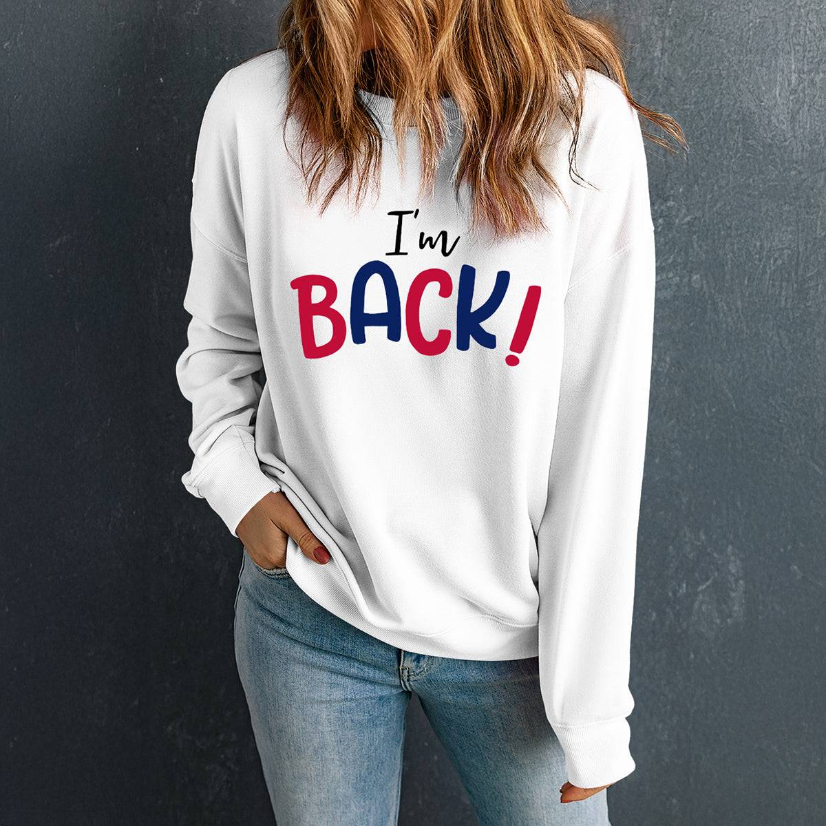 White sweatshirt with &