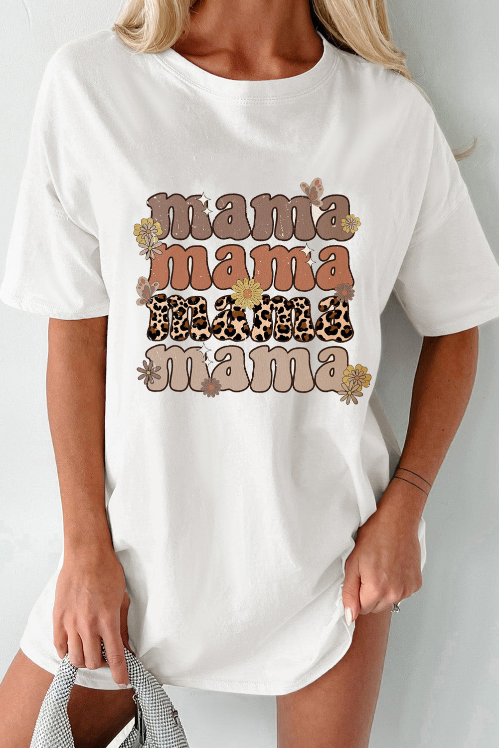 MAMA round neck half sleeve t-shirt with floral design