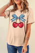 Cherry graphic round neck short sleeve T-shirt, front view
