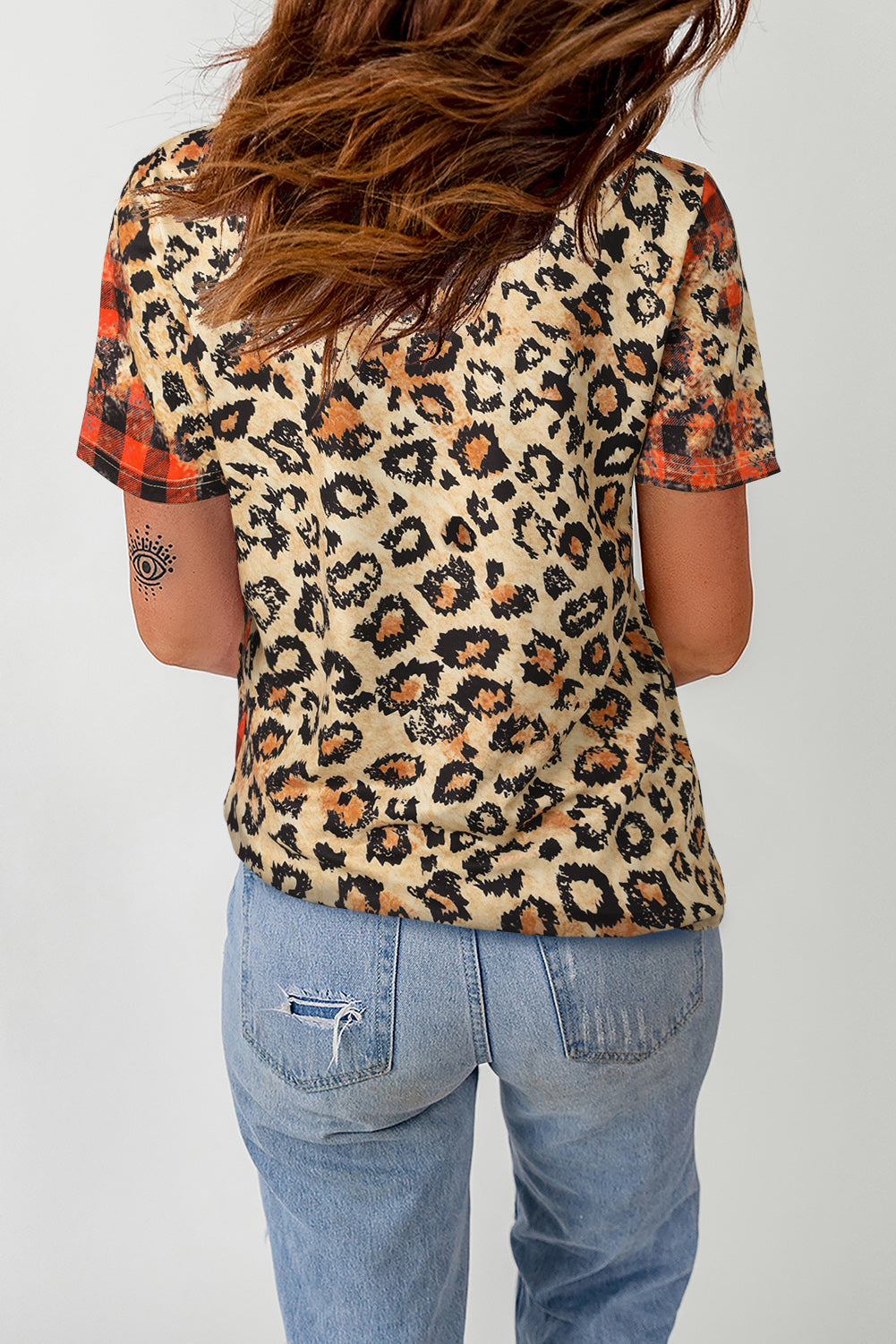 Back view of AMEN leopard print short sleeve t-shirt