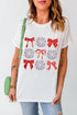 Bow graphic round neck short sleeve T-shirt, front view