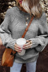 Black and white textured striped round neck long sleeve top