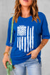 Blue US flag round neck short sleeve T-shirt front view