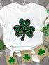 White Lucky Clover T-Shirt with leopard print design