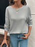 Gray round neck dropped shoulder long sleeve t-shirt
