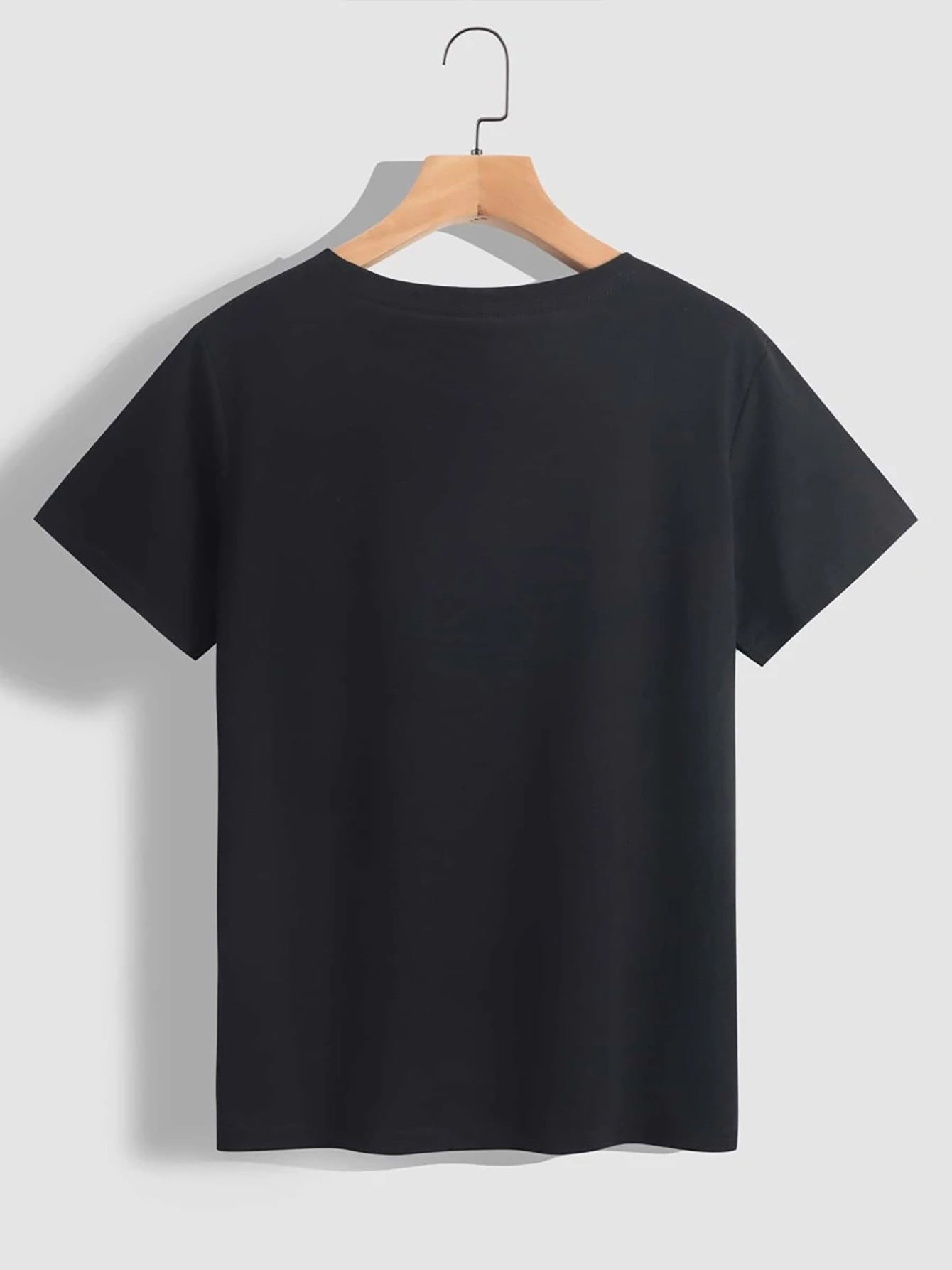 Back view of black Mardi Gras T-shirt