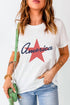 White T-shirt with red star and &
