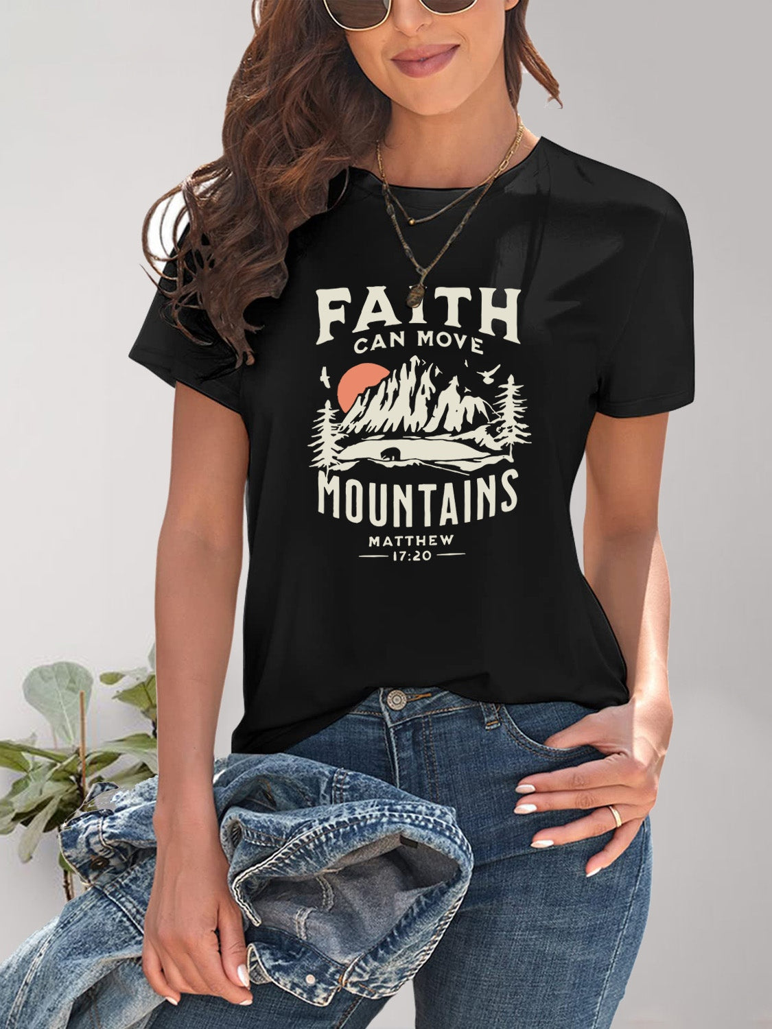 Black t-shirt with mountain graphic design