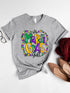 Gray Mardi Gras T-shirt with colorful design