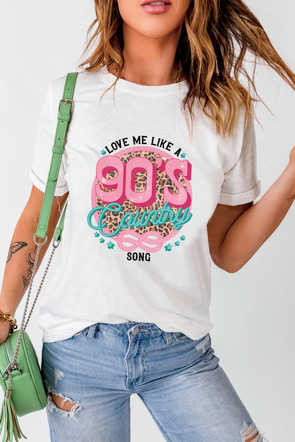 White graphic T-shirt with &