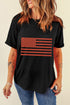 US Flag Round Neck Short Sleeve T-Shirt, front view
