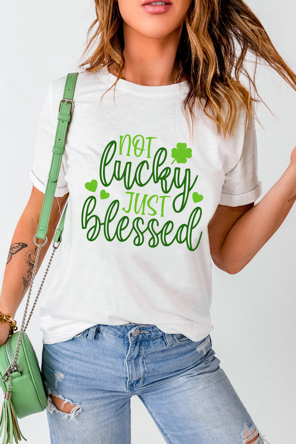 Stylish Not Lucky Just Blessed T-Shirt, front view