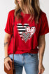 Red heart round neck short sleeve t-shirt, front view