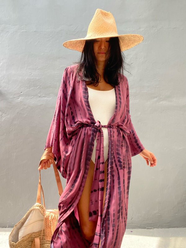 Strand-Cover-Up, Batik-Grafikdruck, Sonnenschutz-Cardigan-Bikini-Over-Cover-Up