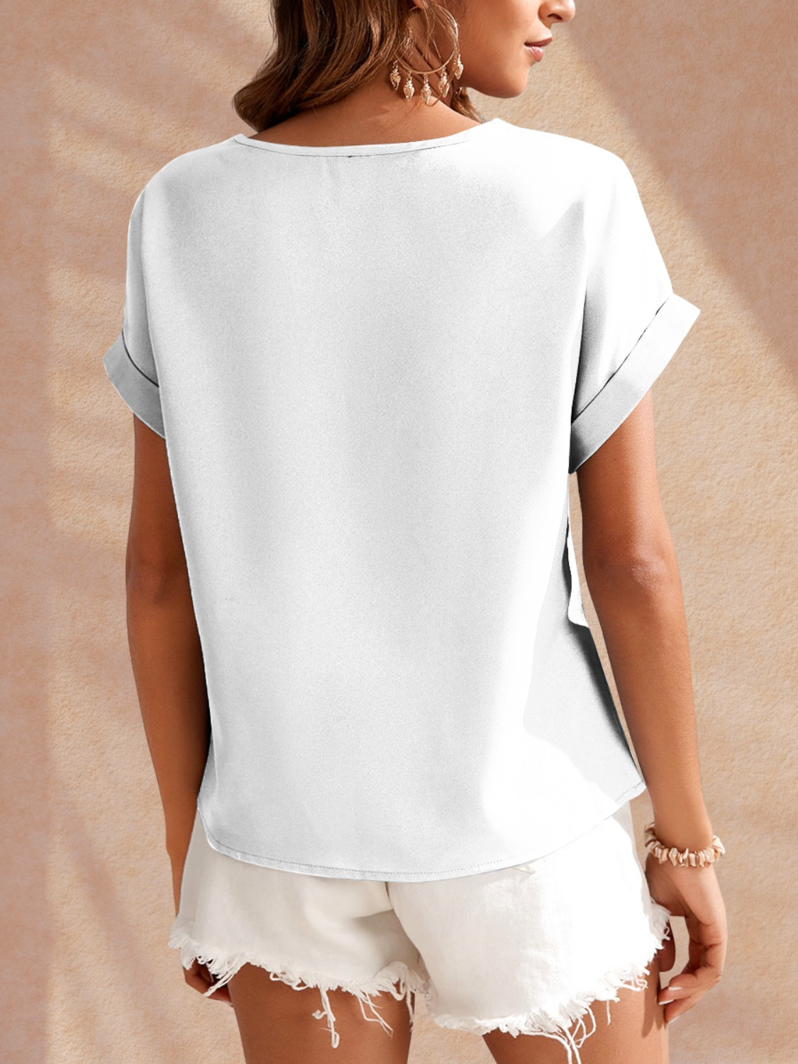 FAM-FAM Heart Round Neck Short Sleeve T-Shirt back view