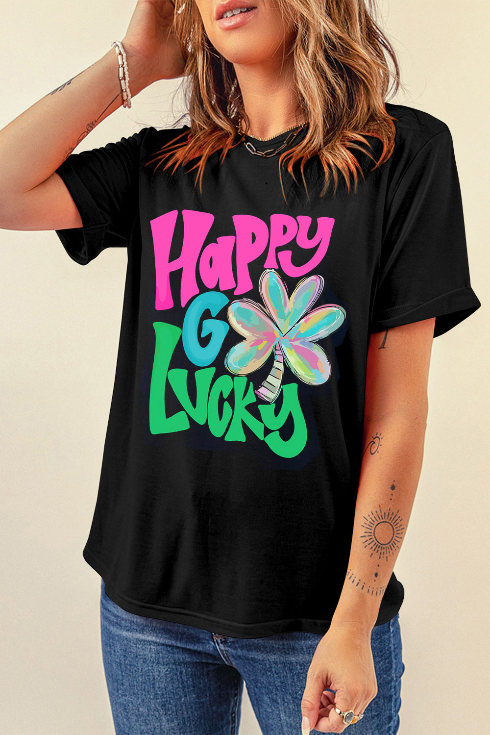 Black T-shirt with &