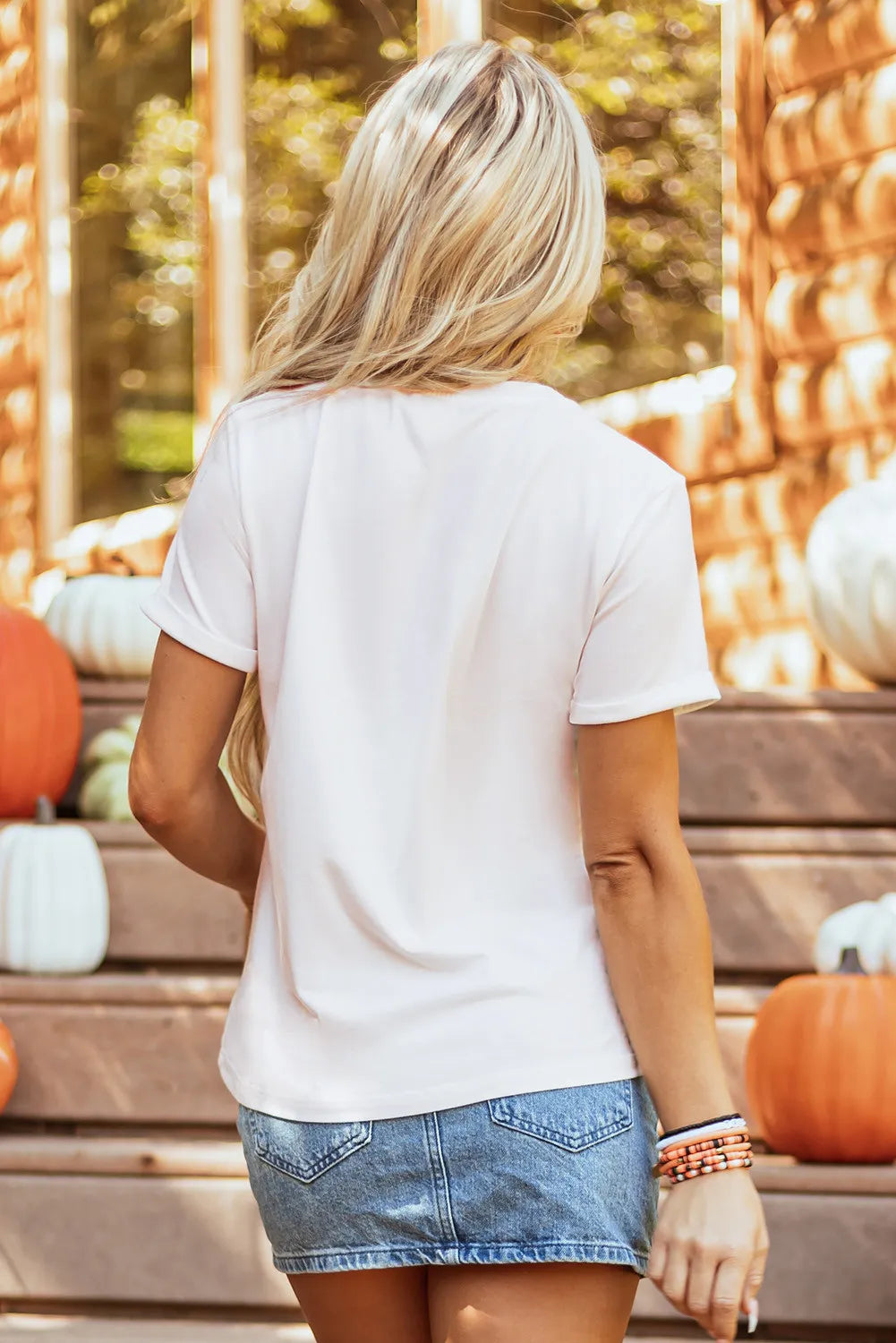 Back view of round neck short sleeve t-shirt
