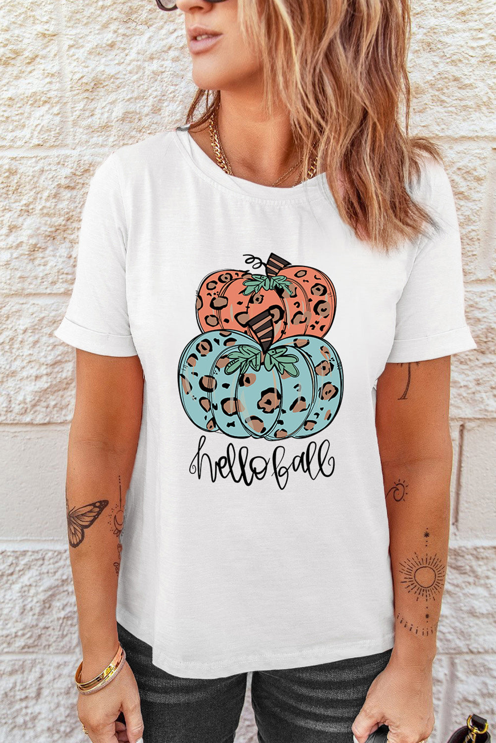 Pumpkin graphic short sleeve t-shirt, front view