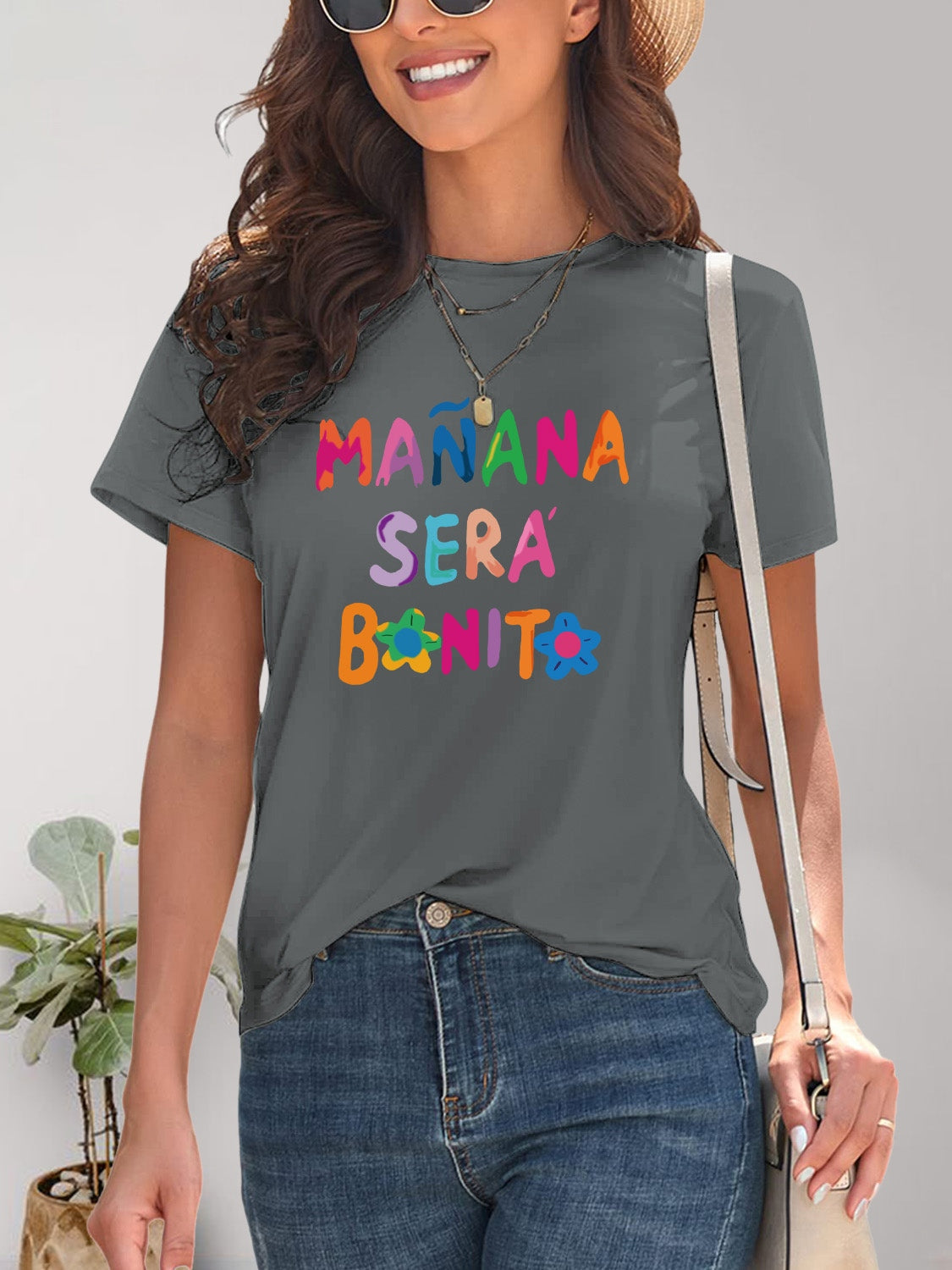 Gray T-shirt with vibrant &