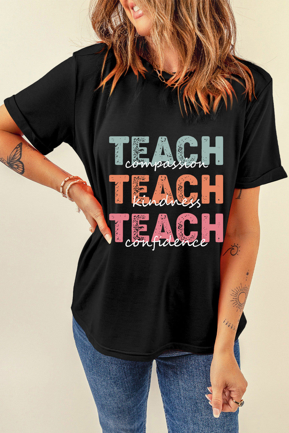 Black T-shirt featuring &
