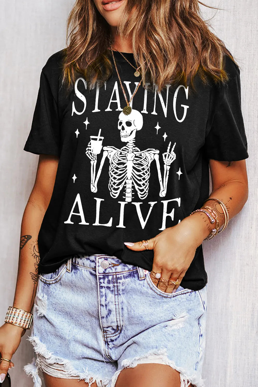 Black graphic T-shirt with &