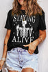 Black graphic T-shirt with &