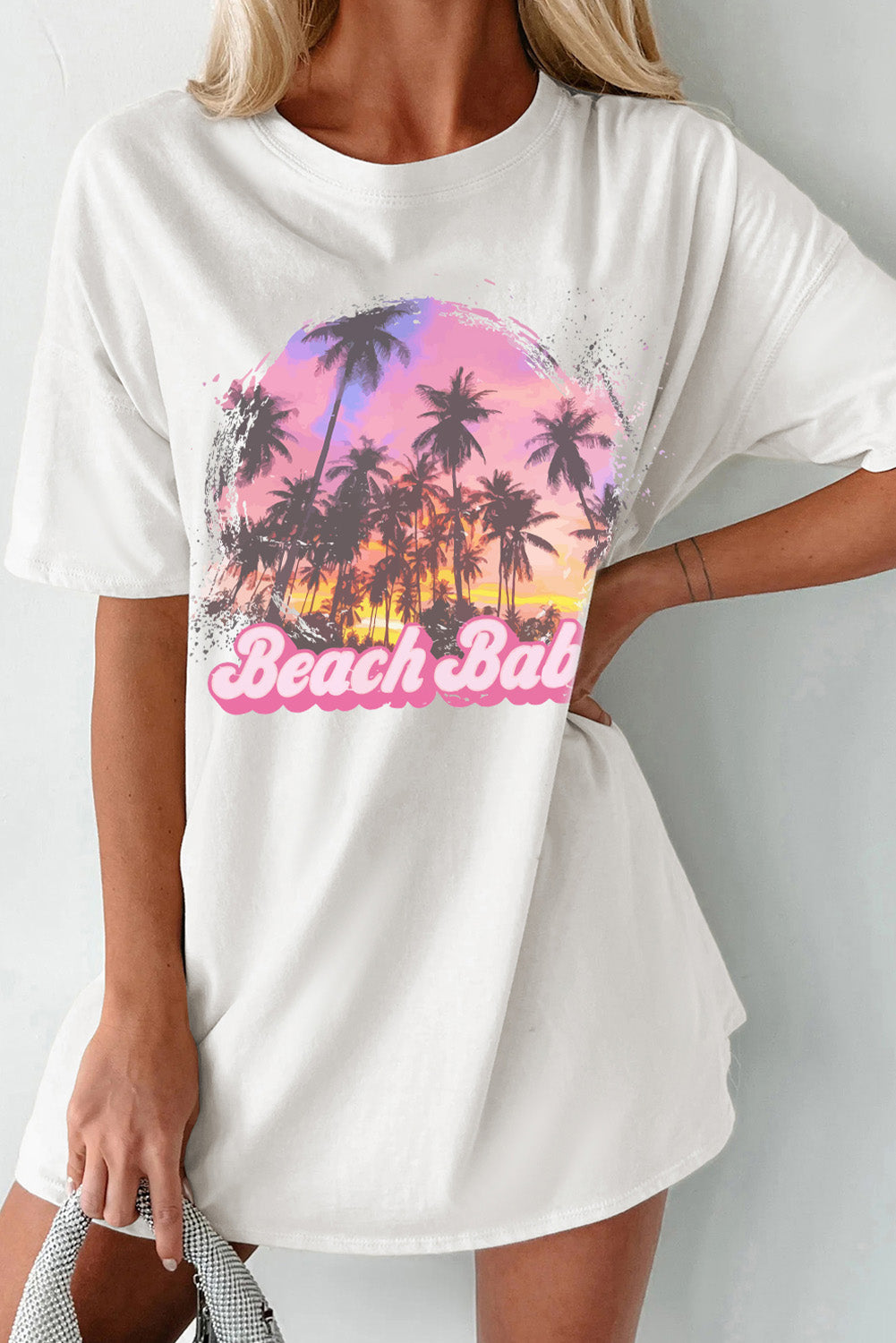 Beach Babe graphic round neck half sleeve t-shirt