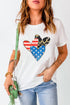 Heart round neck short sleeve T-shirt with patriotic design