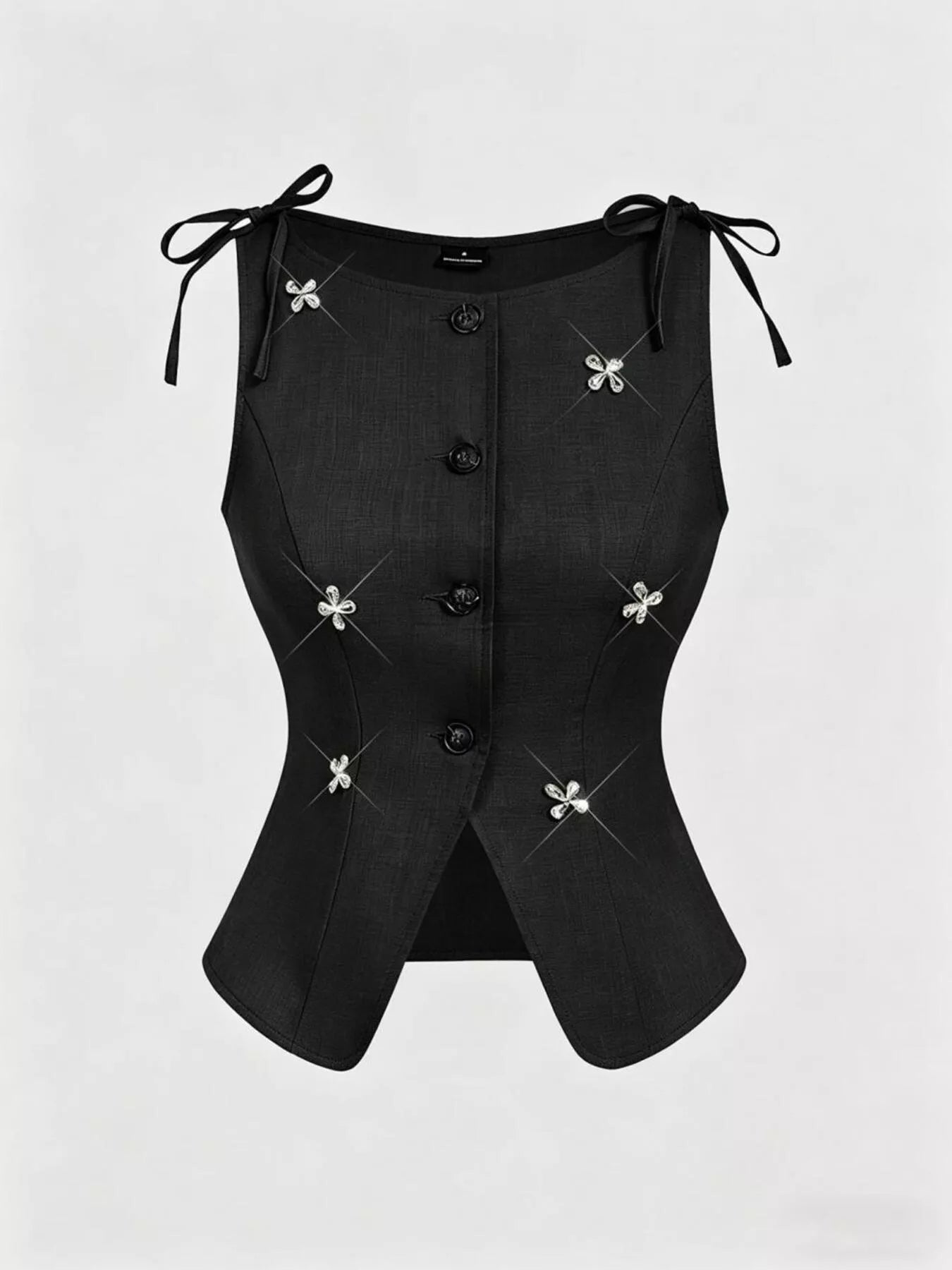 Button-Down Embellished Vest