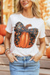 Pumpkin design round neck short sleeve t-shirt, front view