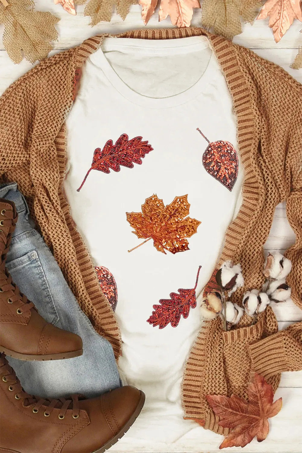 Maple Leaf T-Shirt styled with fall accessories