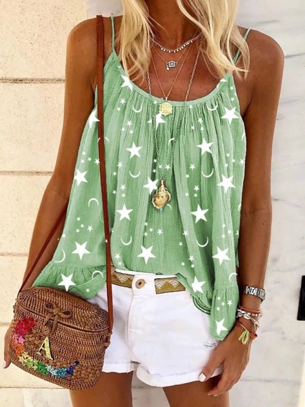 Lässiges Camisole-Top mit V-Ausschnitt und Sternenmuster