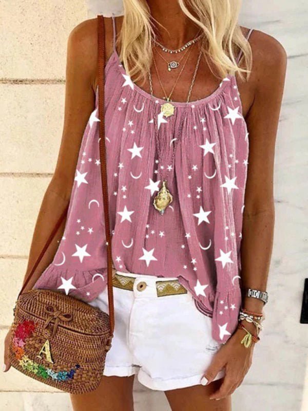 Lässiges Camisole-Top mit V-Ausschnitt und Sternenmuster