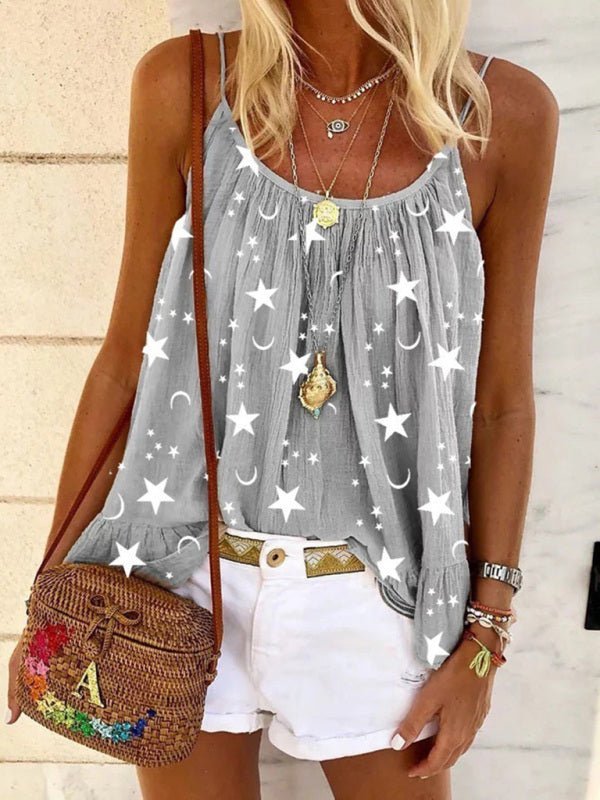 Lässiges Camisole-Top mit V-Ausschnitt und Sternenmuster