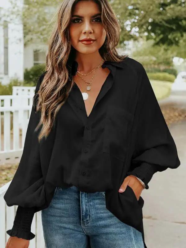 Collar shirt thin medium long stripe casual long sleeve shirt
