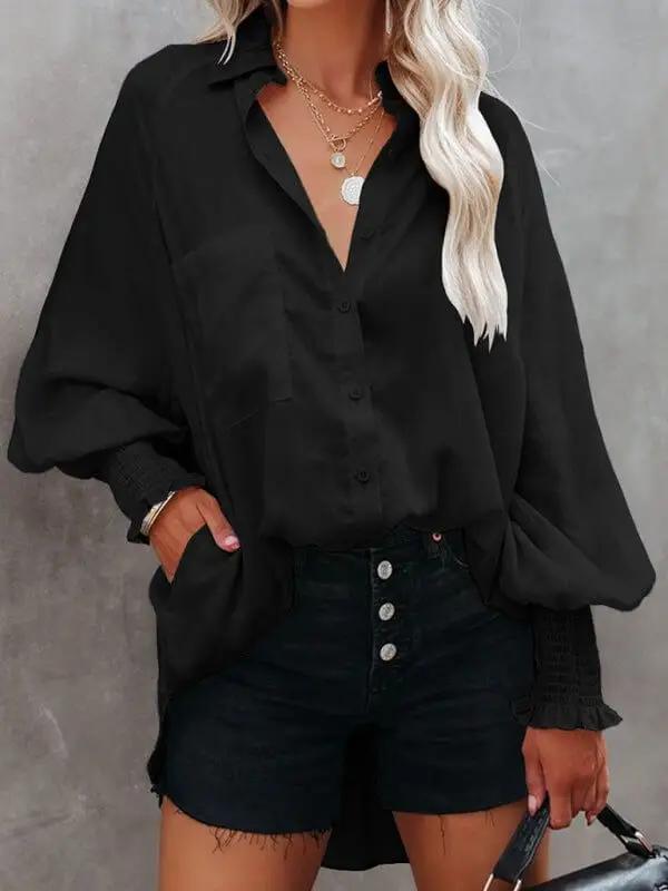 Collar shirt thin medium long stripe casual long sleeve shirt