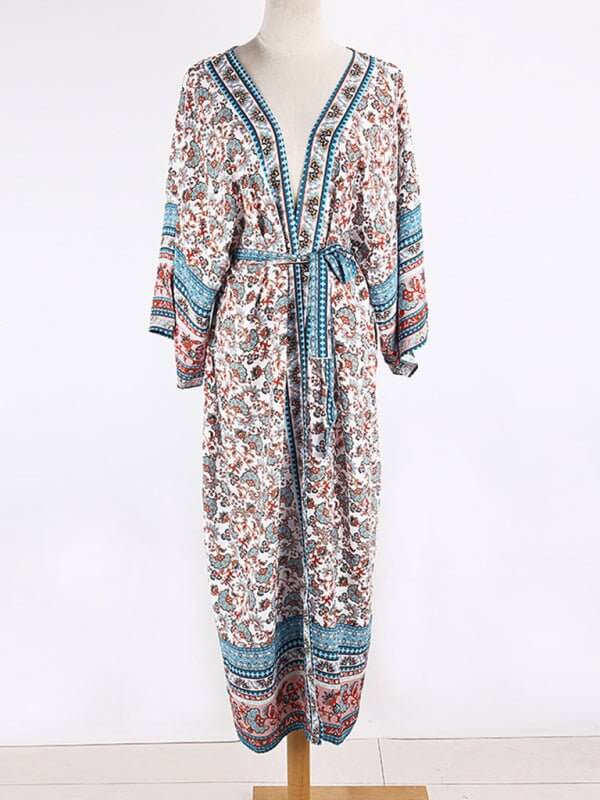 Cotton Printed Cardigan Vacation Casual Beach Overshirt