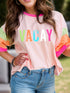 Letter graphic color block T-shirt with &