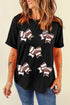 Black T-shirt with bow design, short sleeves