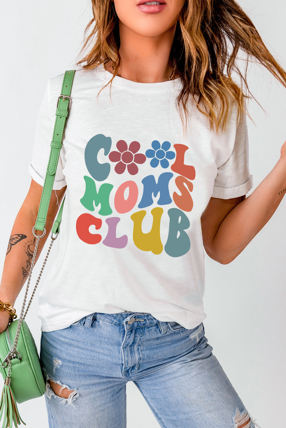 COOL MOMS CLUB T-Shirt with colorful text design