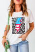 Graphic round neck short sleeve t-shirt with leopard print and lightning bolt