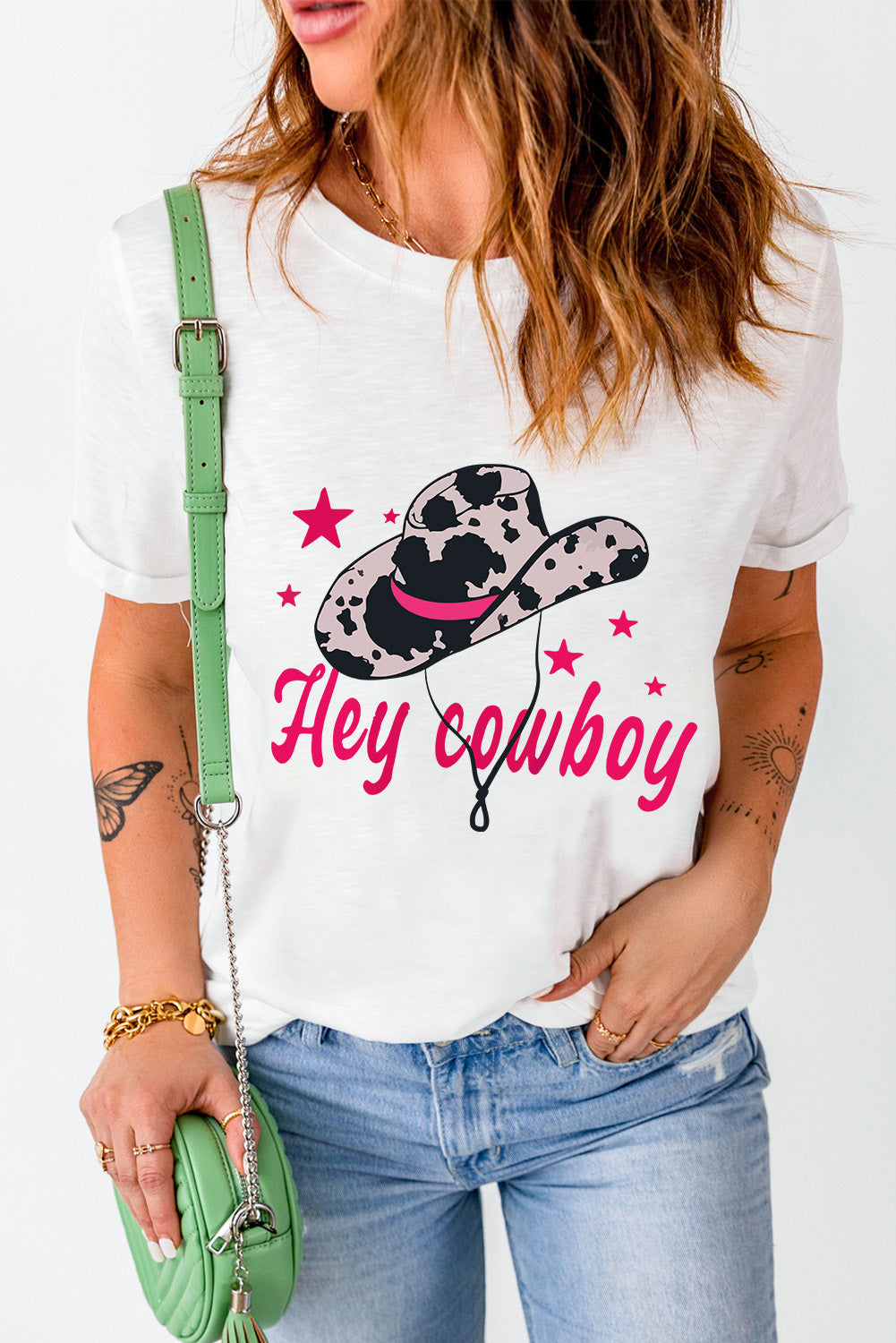Round neck T-shirt with &