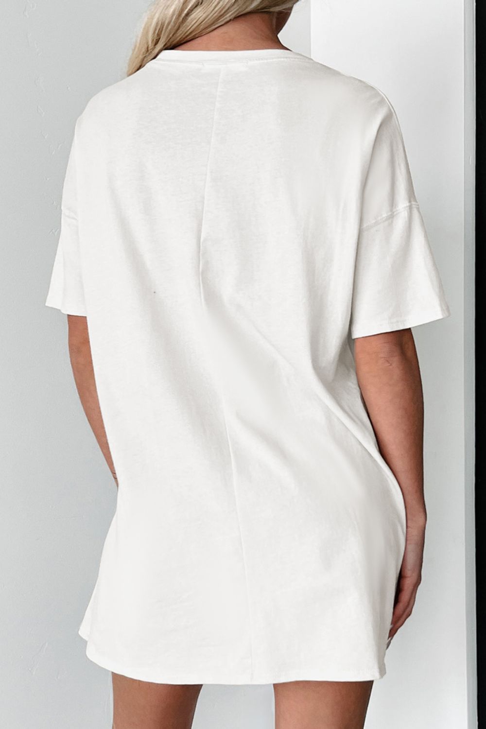 Back view of plain white oversize T-shirt